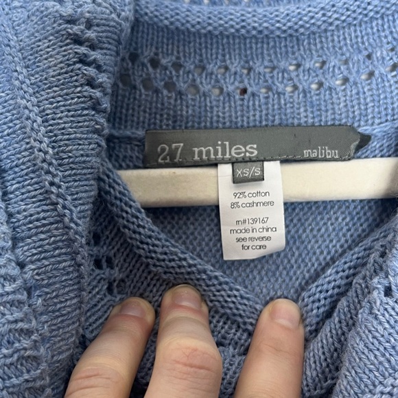 27 Miles Malibu Cowl-neck Cashmere Blend Crochete Poncho Sz XS/S - Picture 4 of 7